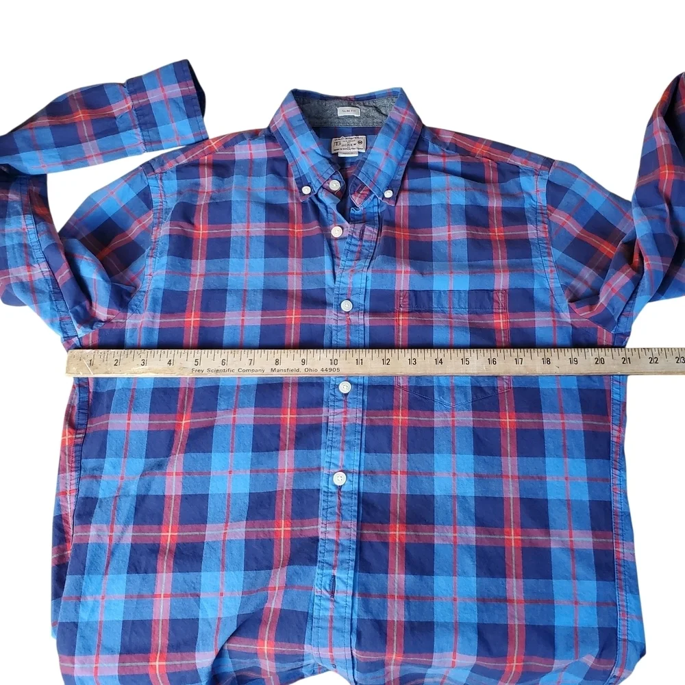 J. Crew Blue and Red Plaid Casual Button Down Shirt. MED. C0039